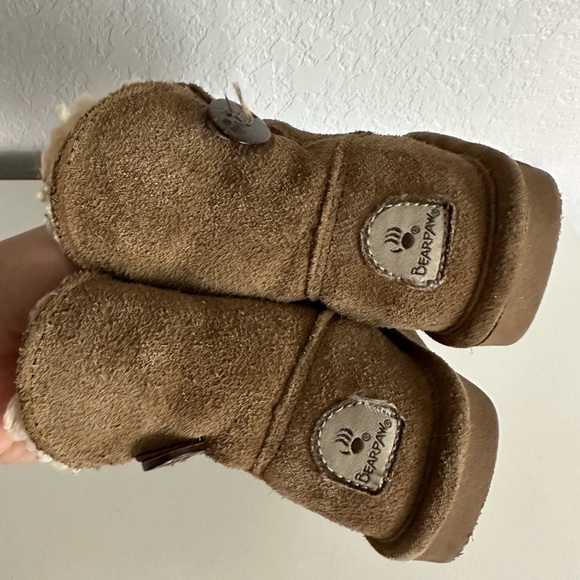 BearPaw Kids' Elle Zip Short Water Resistant Winter Fur Boot Toddler Uggs-Like - Picture 2 of 7